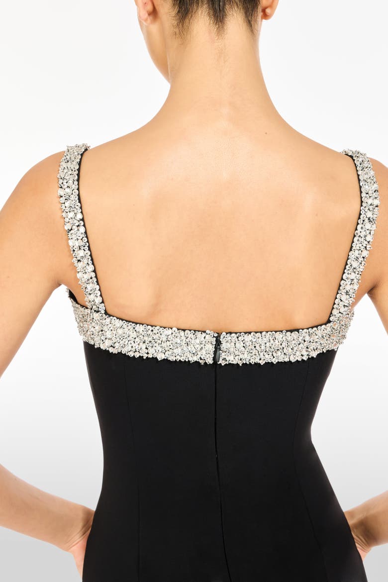 Lucy Crystal-Embellished Bow Midi Dress, Alternate, color, Liquorice