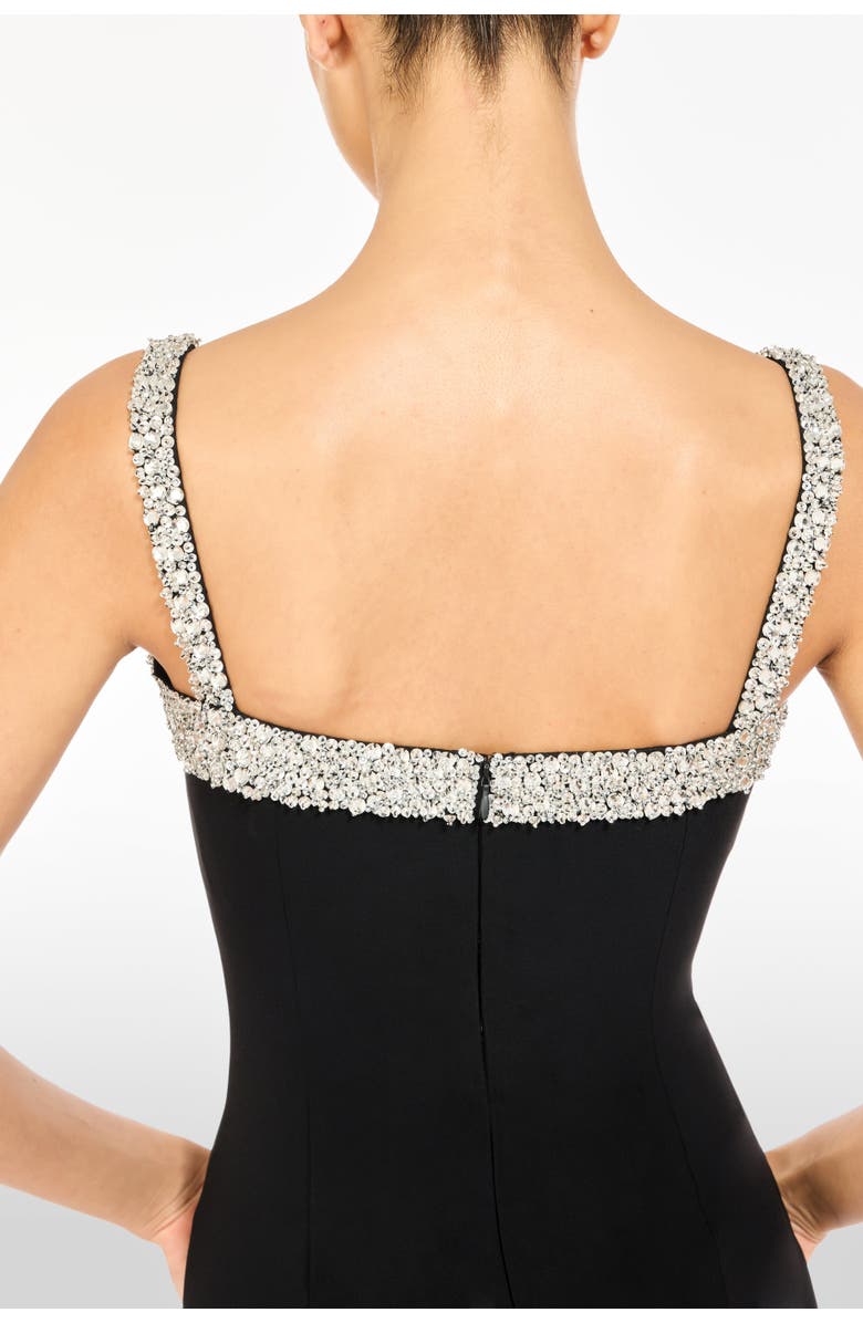 Jenny Packham Lucy Crystal-Embellished Bow Midi Dress, Alternate, color, Liquorice