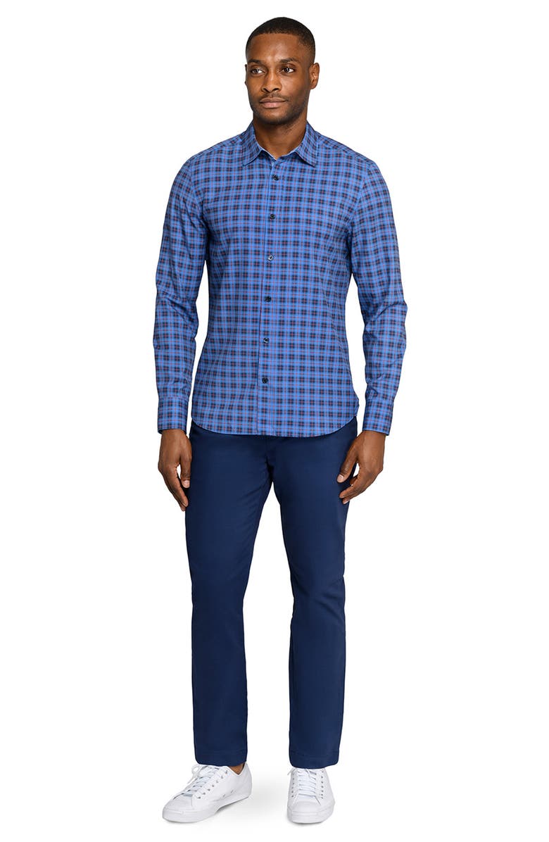 CONSTRUCT Check Woven Long Sleeve Basic, Alternate, color, Navy/Blue