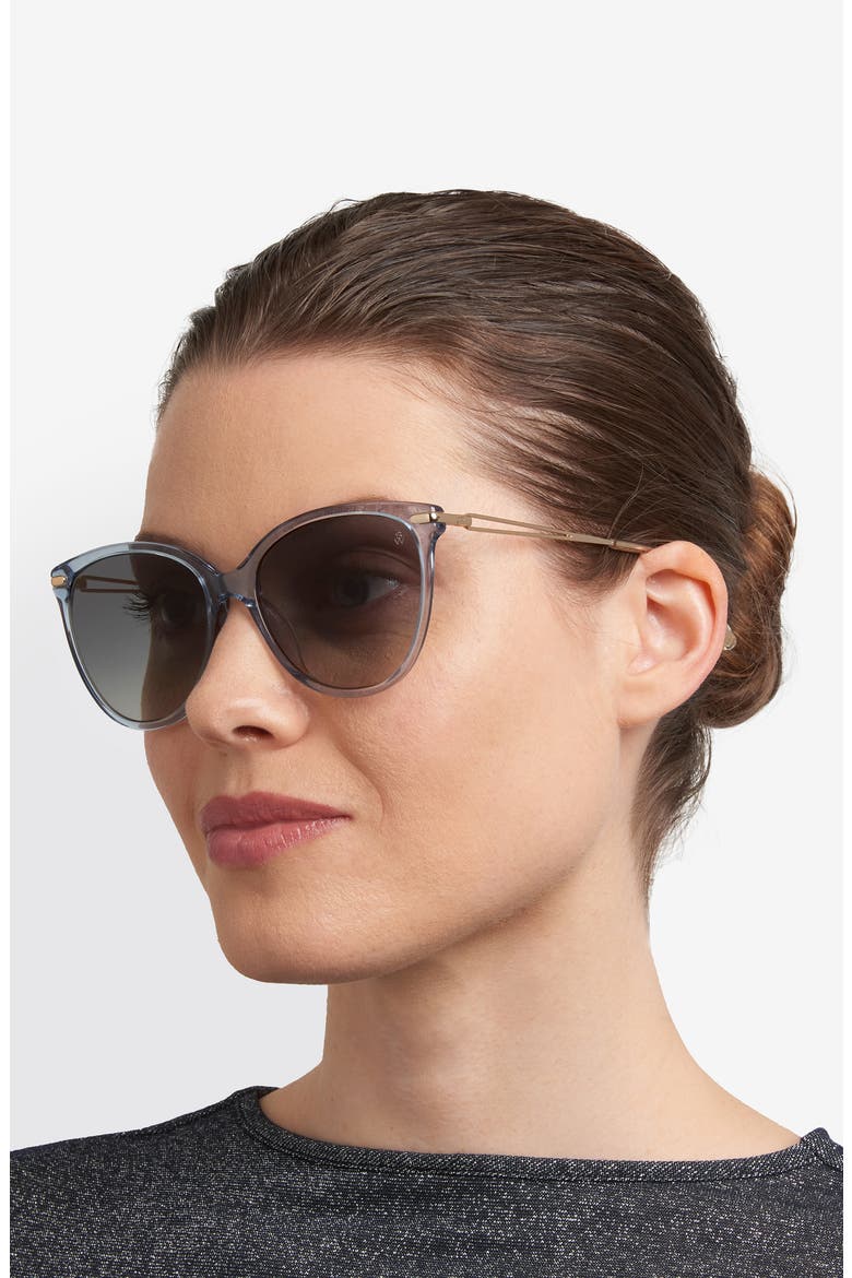 58mm Gradient Butterfly Sunglasses, Alternate, color, AZURE/ DARK GREY SF