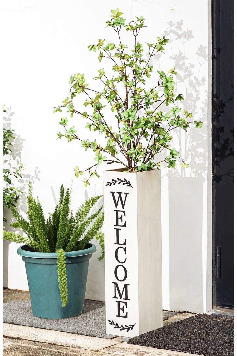 Double Sided Solid Wood Boxed "WELCOME PORCH" Porch Sign, Alternate, color, White