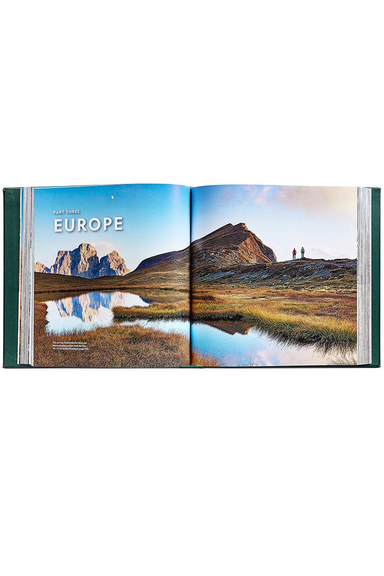 100 Hikes Of A Lifetime Leather Coffee Table Book, Alternate, color, Green