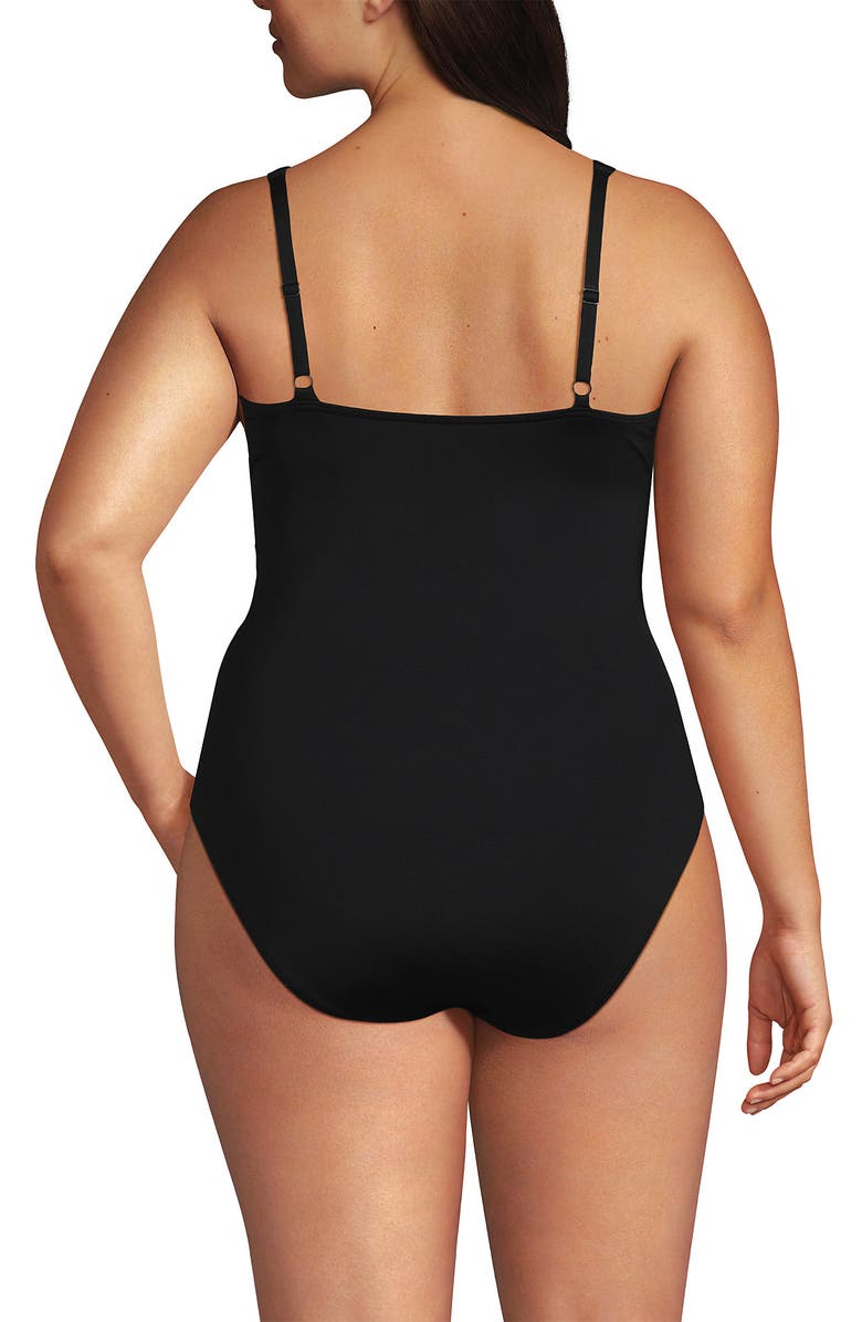 Lands' End Sweetheart Underwire Wrap One Piece Swimsuit, Alternate, color, Black