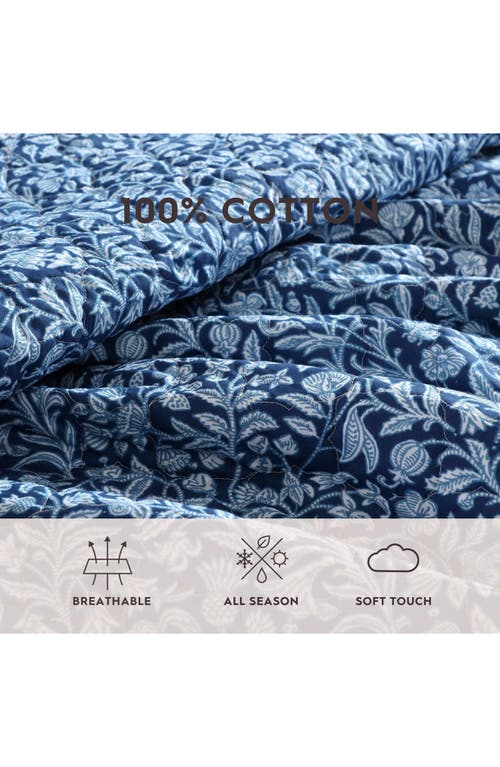 Laura Ashley Elaina 3-piece Queen Quilt & Sham Set In Dark Blue