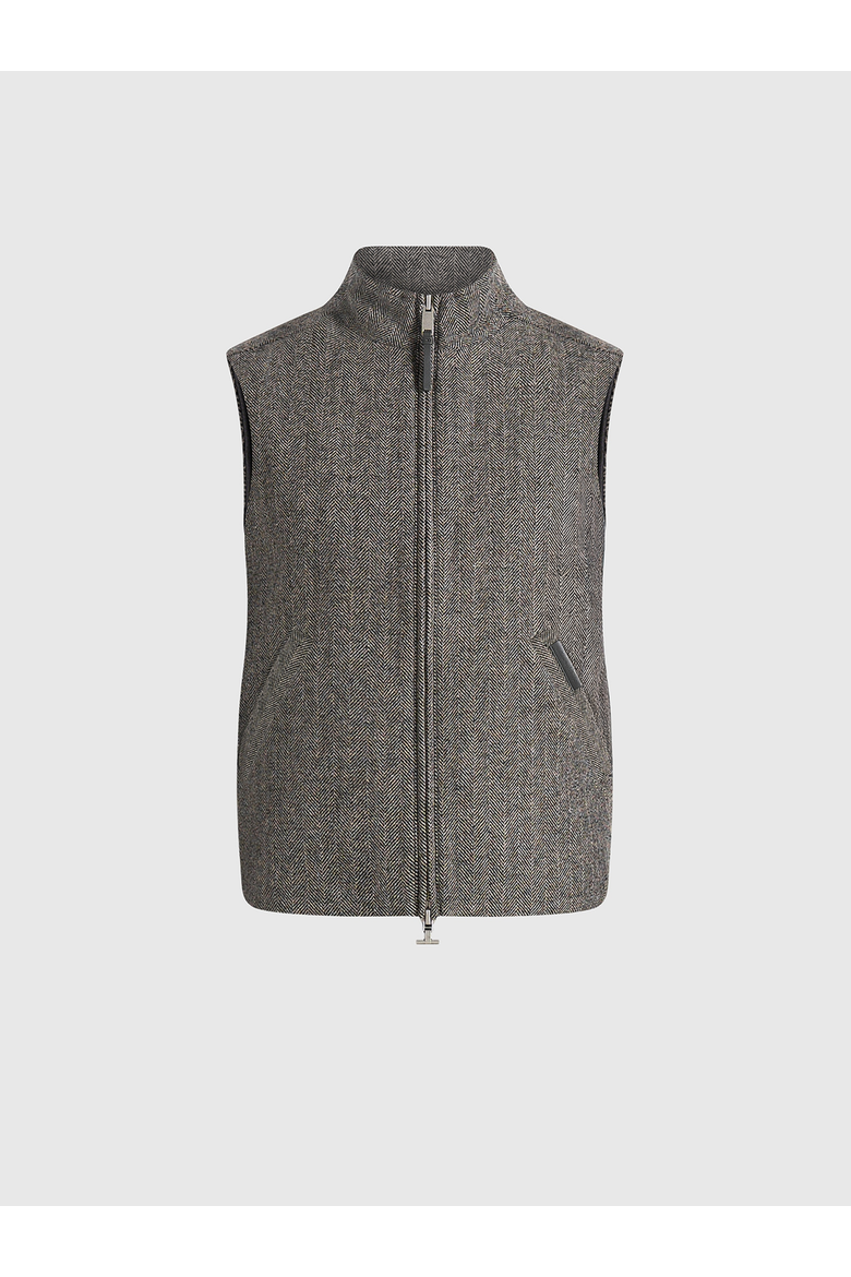 Levi Herringbone Wool Zip Gilet, Alternate, color, Grey