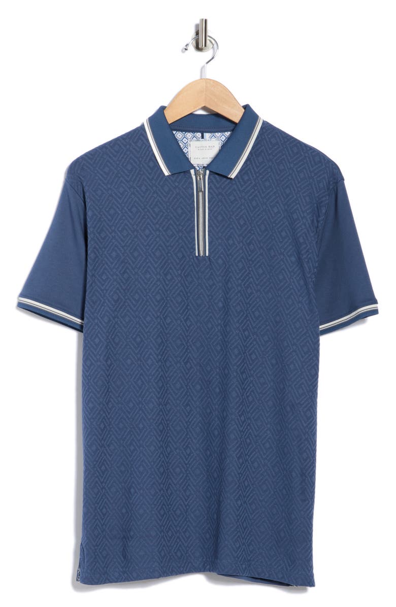 Cactus Man Tipped & Textured Half Zip Polo, Alternate, color, Blue