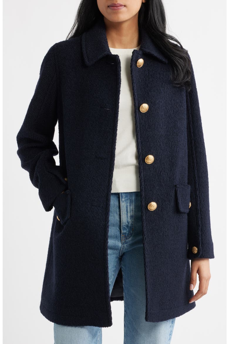 Crested Button Coat, Alternate, color, NAVY