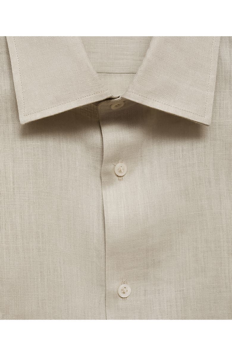 MANGO Regular Fit Linen Button-Up Shirt, Alternate, color, Aqua Green