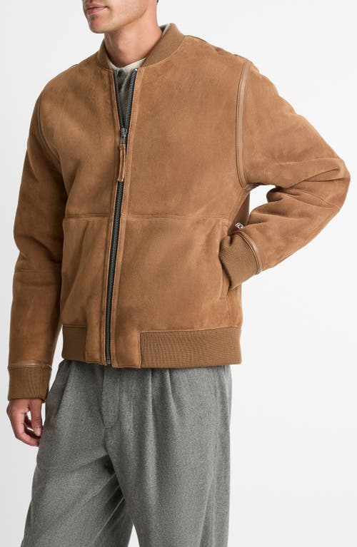 Vince Genuine Shearling Bomber Jacket In Brown