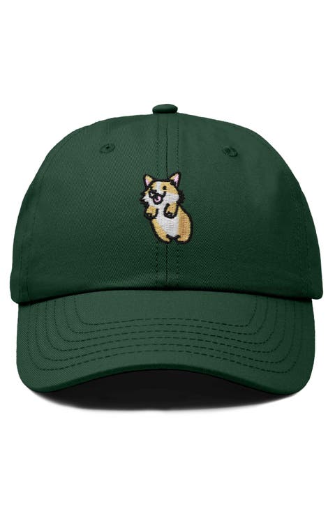 Leaping Corgi Embroidered Cap