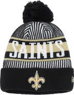 New Era Youth New Era Black New Orleans Saints Striped Cuffed Knit Hat with Pom