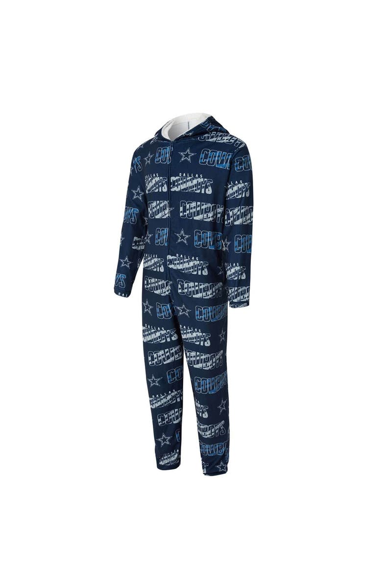CONCEPTS SPORT Men's Concepts Sport Navy Dallas Cowboys Shuffle All-Over-Print Microfleece Full-Zip Union Suit, Alternate, color, Navy