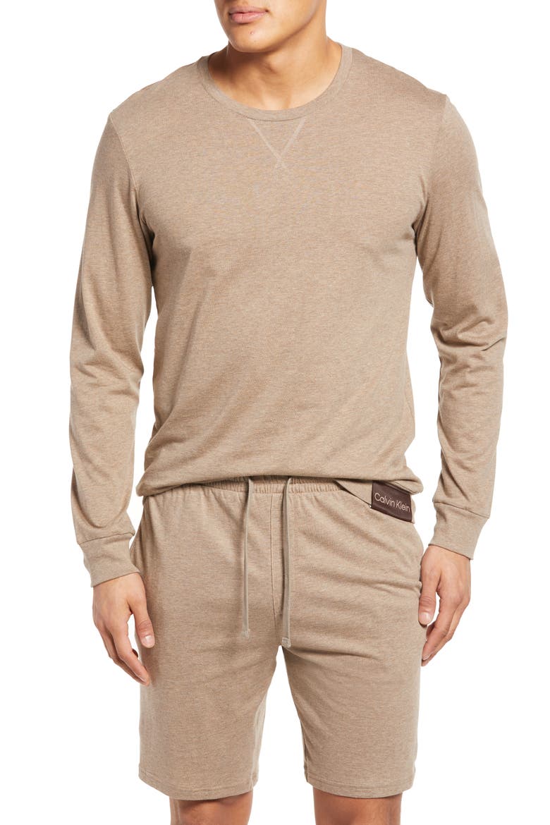 Men's Cotton & Lyocell Pajama T-Shirt, Main, color, UMBER HEATHER