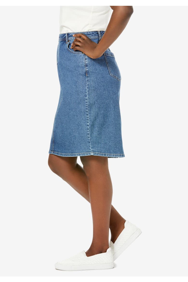 True Fit Stretch Denim Short Skirt, Alternate, color, BLACK
