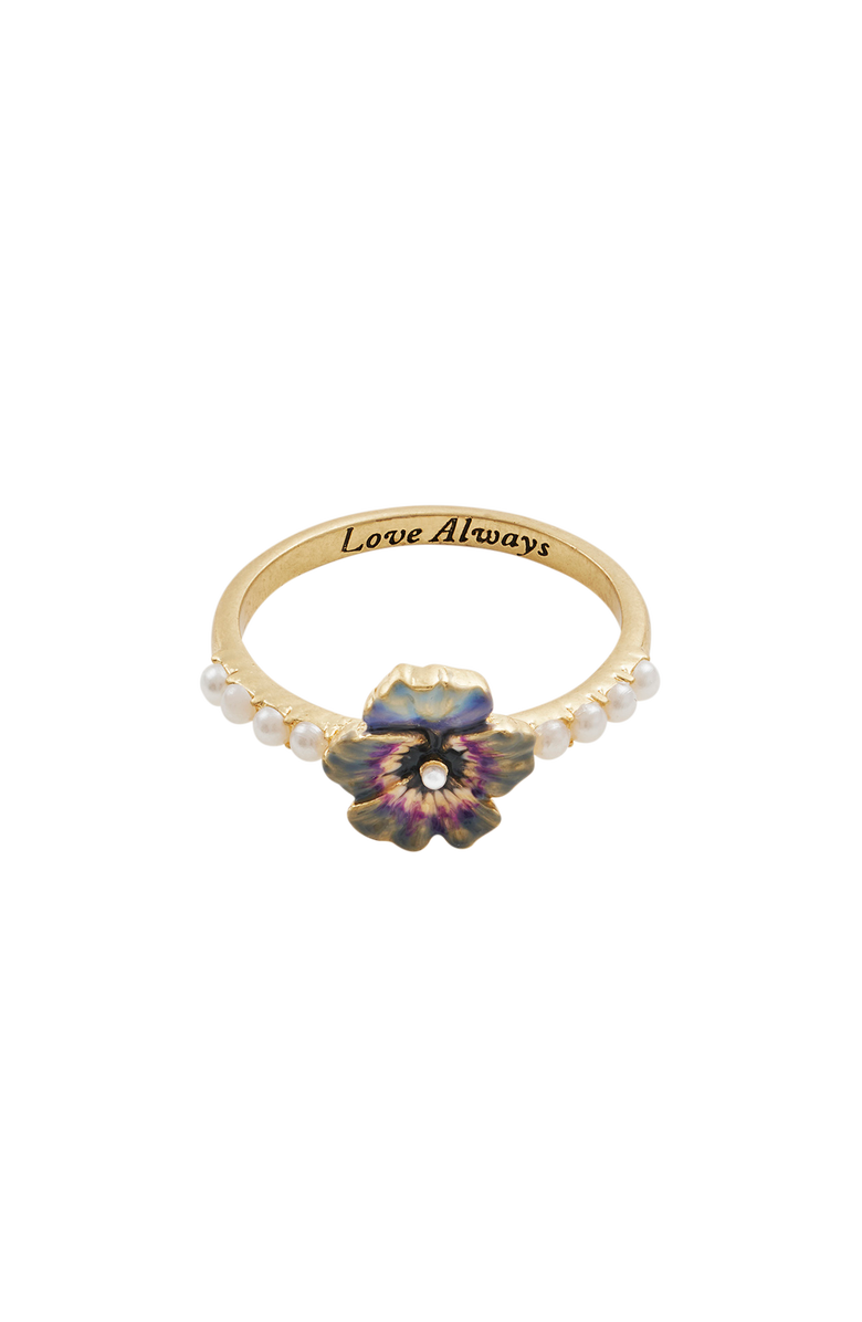 Fable England Pansy & Pearl Ring, Alternate, color, Gold