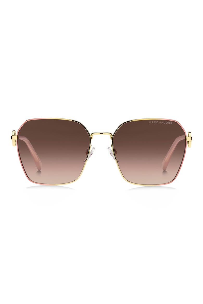 58mm Gradient Square Sunglasses, Main, color, GOLD PINK/ BROWN GRADIENT
