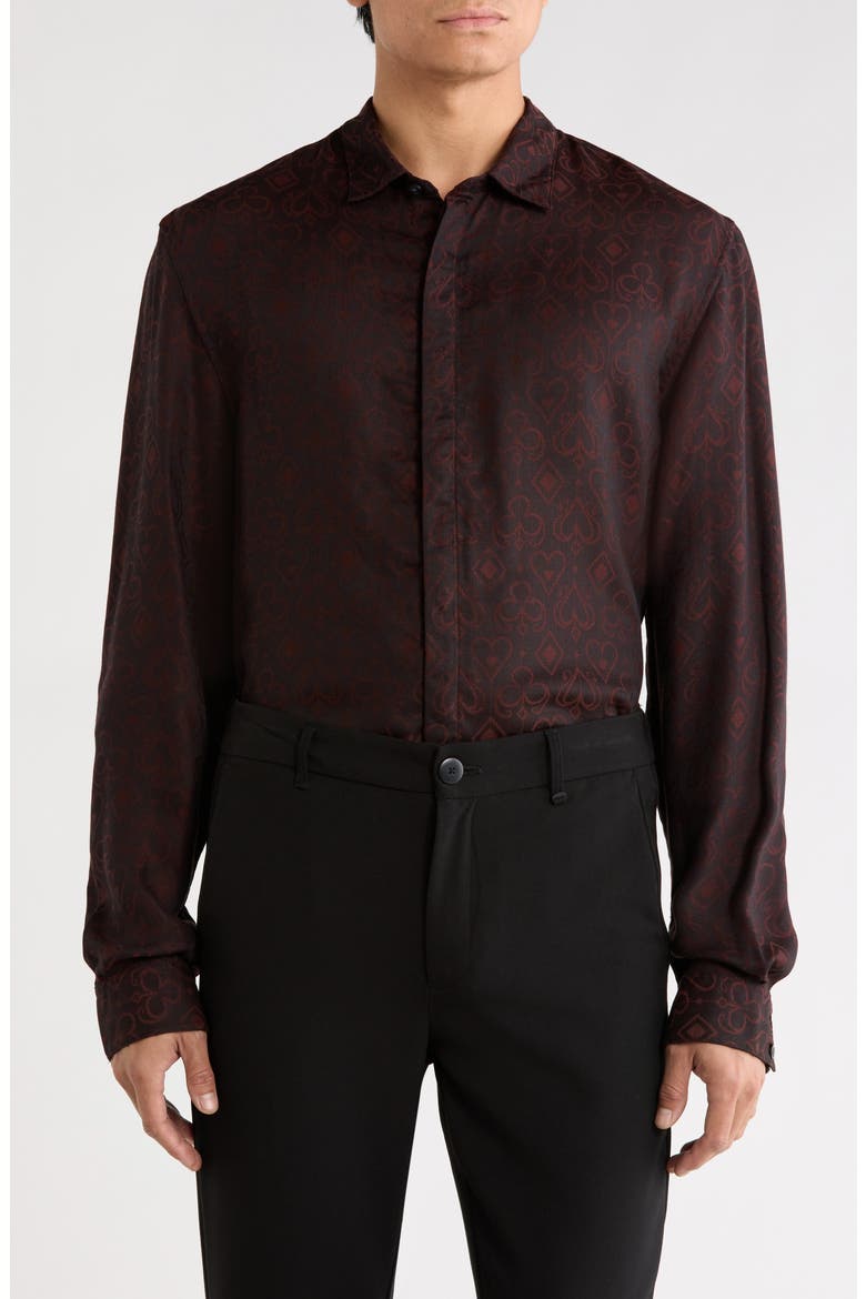 Rodney Long Sleeved Button Up Shirt, Main, color, CHOCOLATE