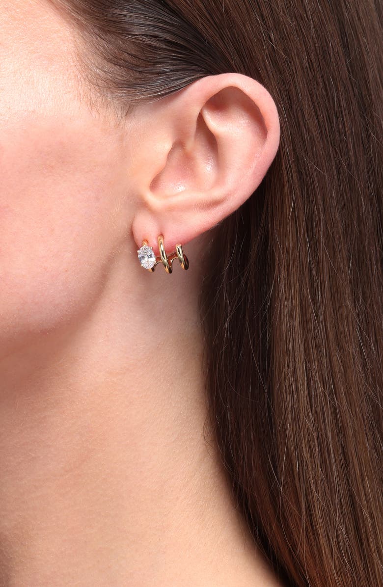 Bracha Peyton Cubic Zirconia Twisted Hoop Earrings, Alternate, color, Gold