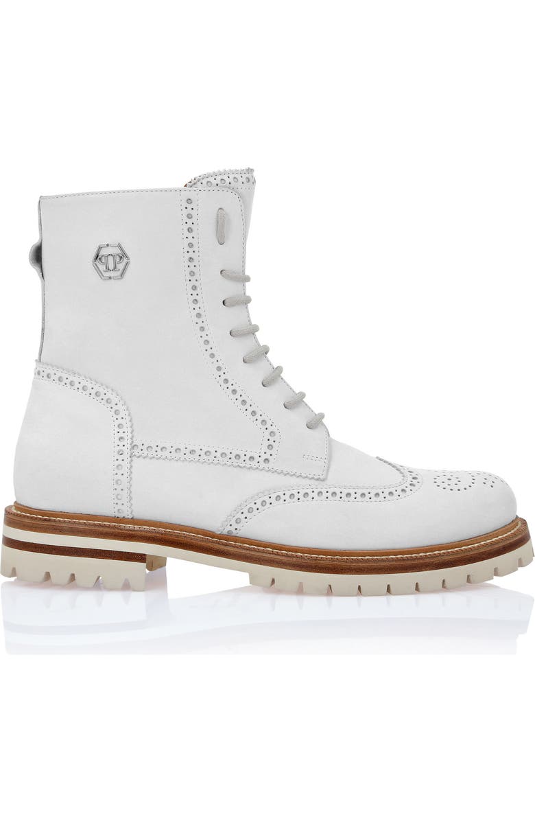 PHILIPP PLEIN Nubuck Boots Mid Flat Hexagon Men, Alternate, color, White