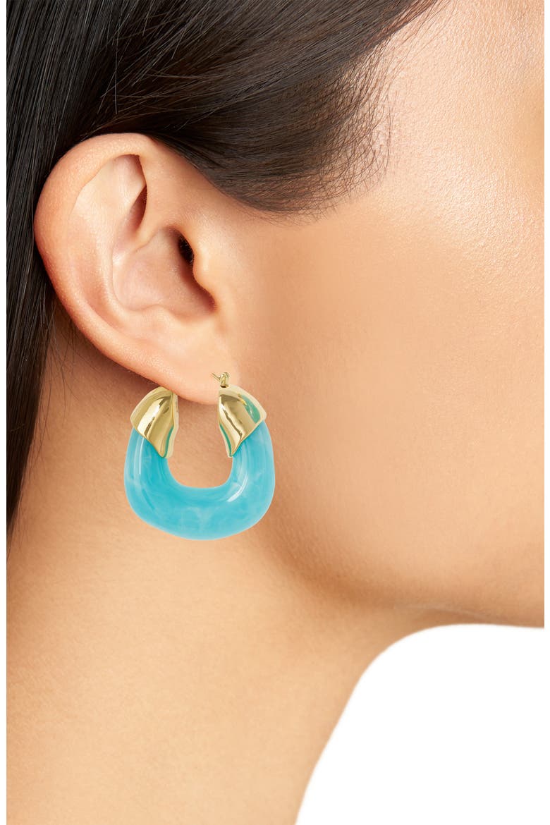 Organic Hoop Earrings, Alternate, color, BLUE