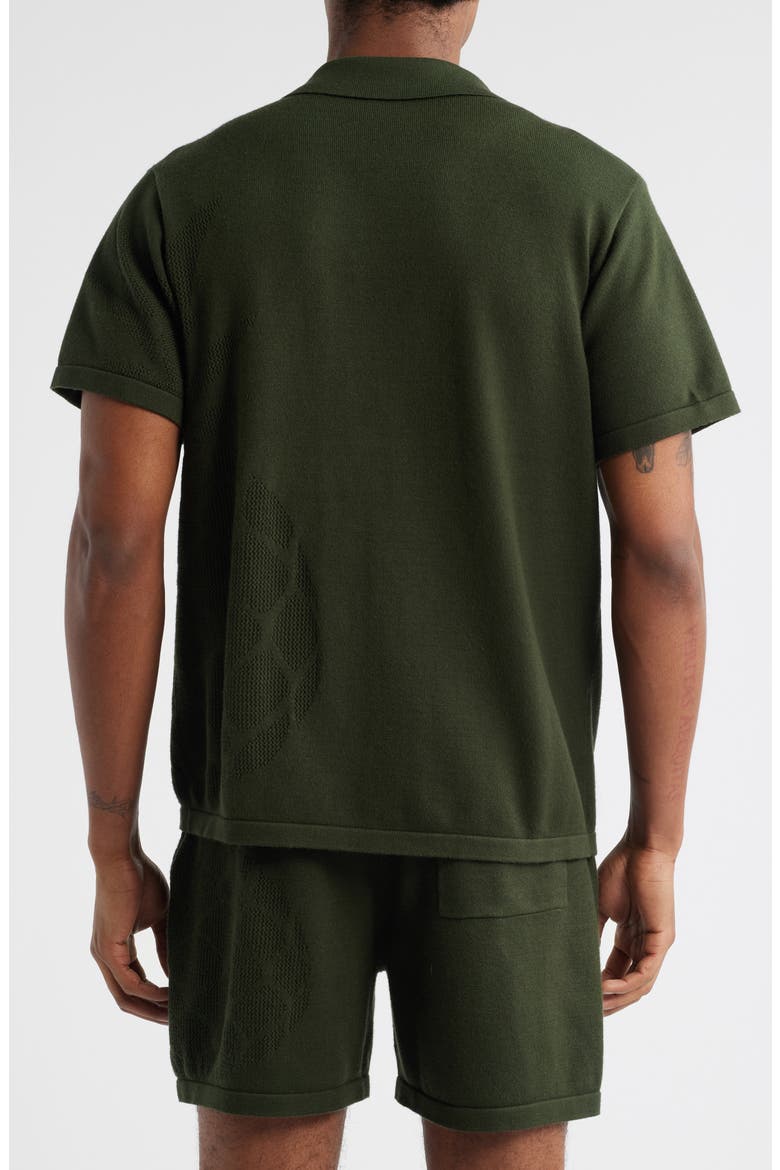 Green Pineapple Knit Short Sleeve Button-Up Shirt, Alternate, color, GREEN