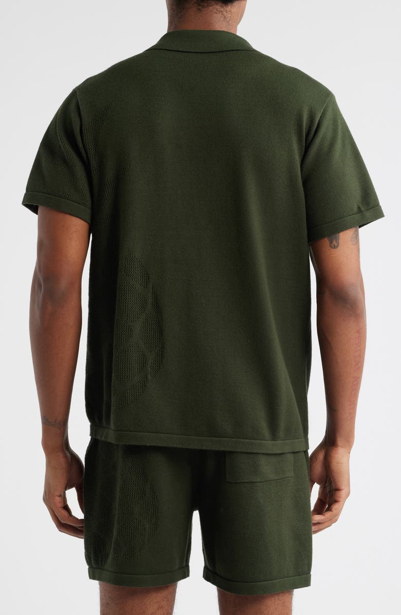 MAVRANS Green Pineapple Knit Short Sleeve Button-Up Shirt, Alternate, color, Green