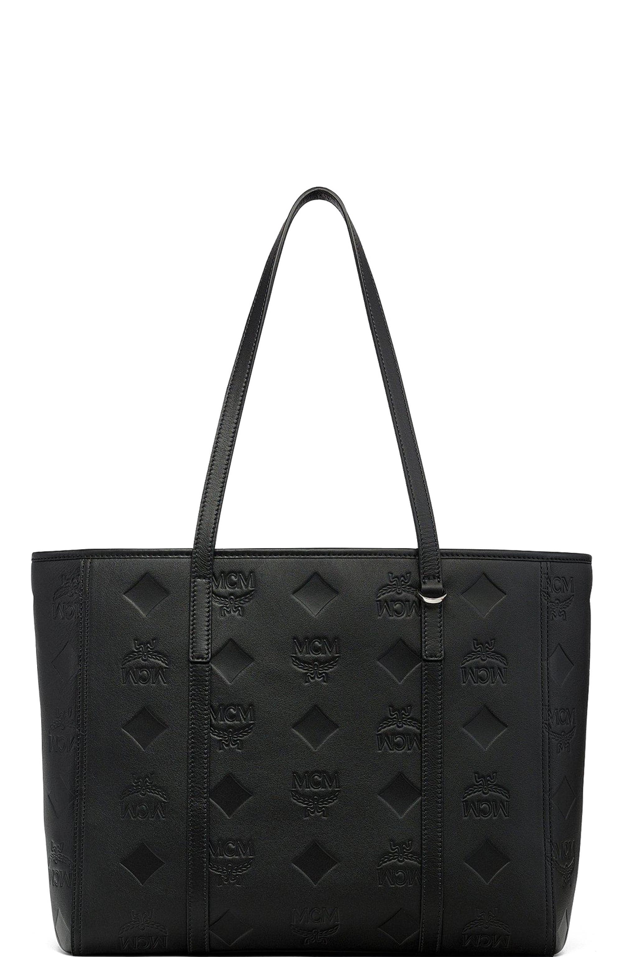 MCM Medium Toni Top-Zip Shopper in Maxi Monogram Leather, Main, color, Black