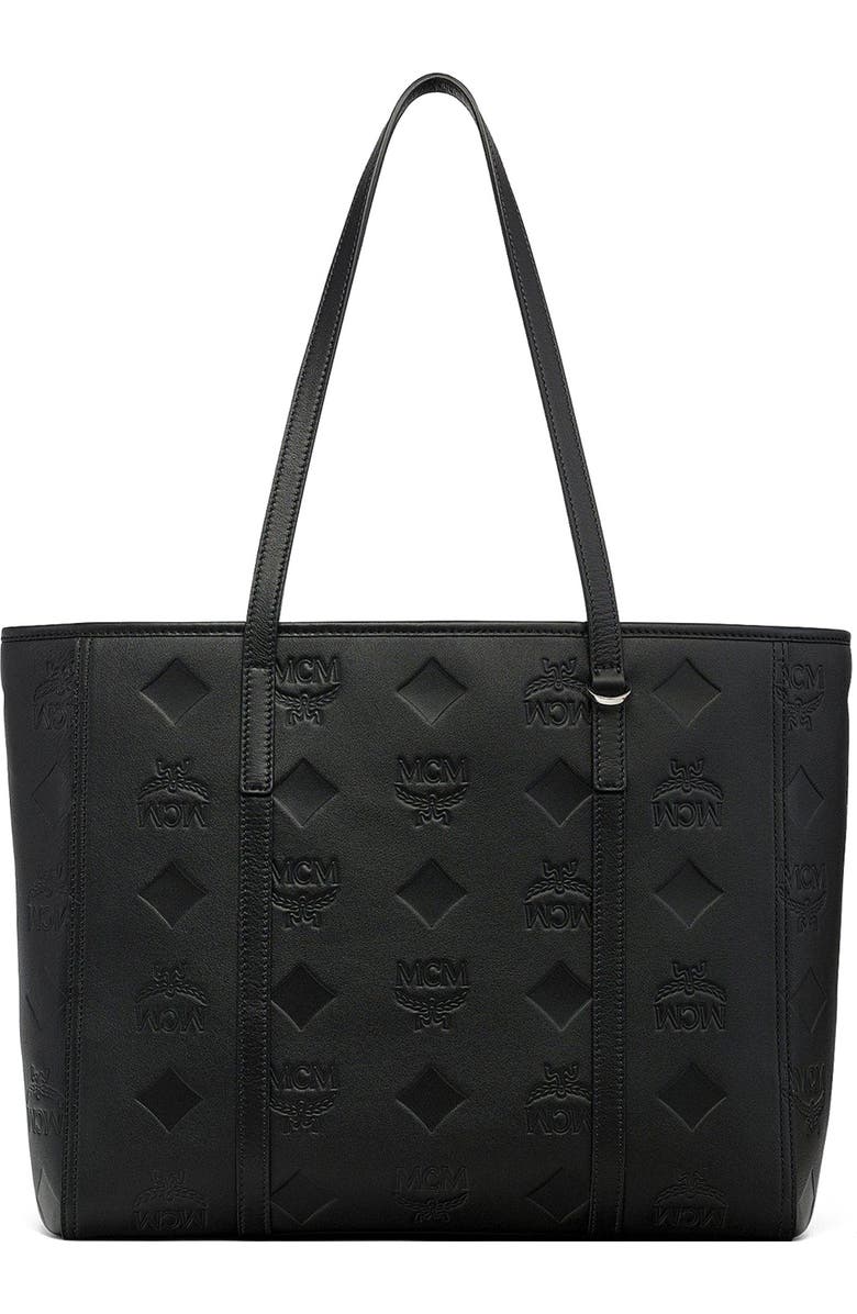 MCM Medium Toni Top-Zip Shopper in Maxi Monogram Leather, Main, color, Black