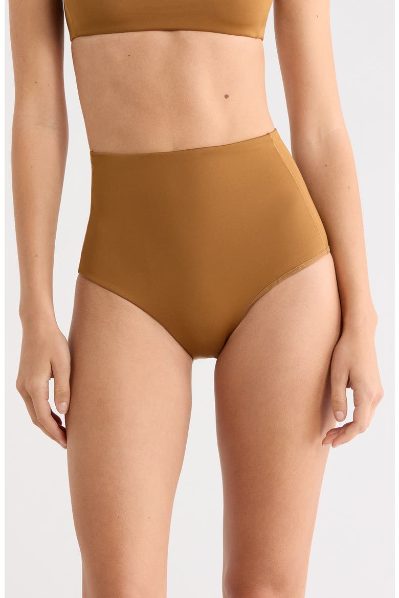 Hi Tide High Waist Bikini Bottoms, Main, color, TAN LINES BROWN