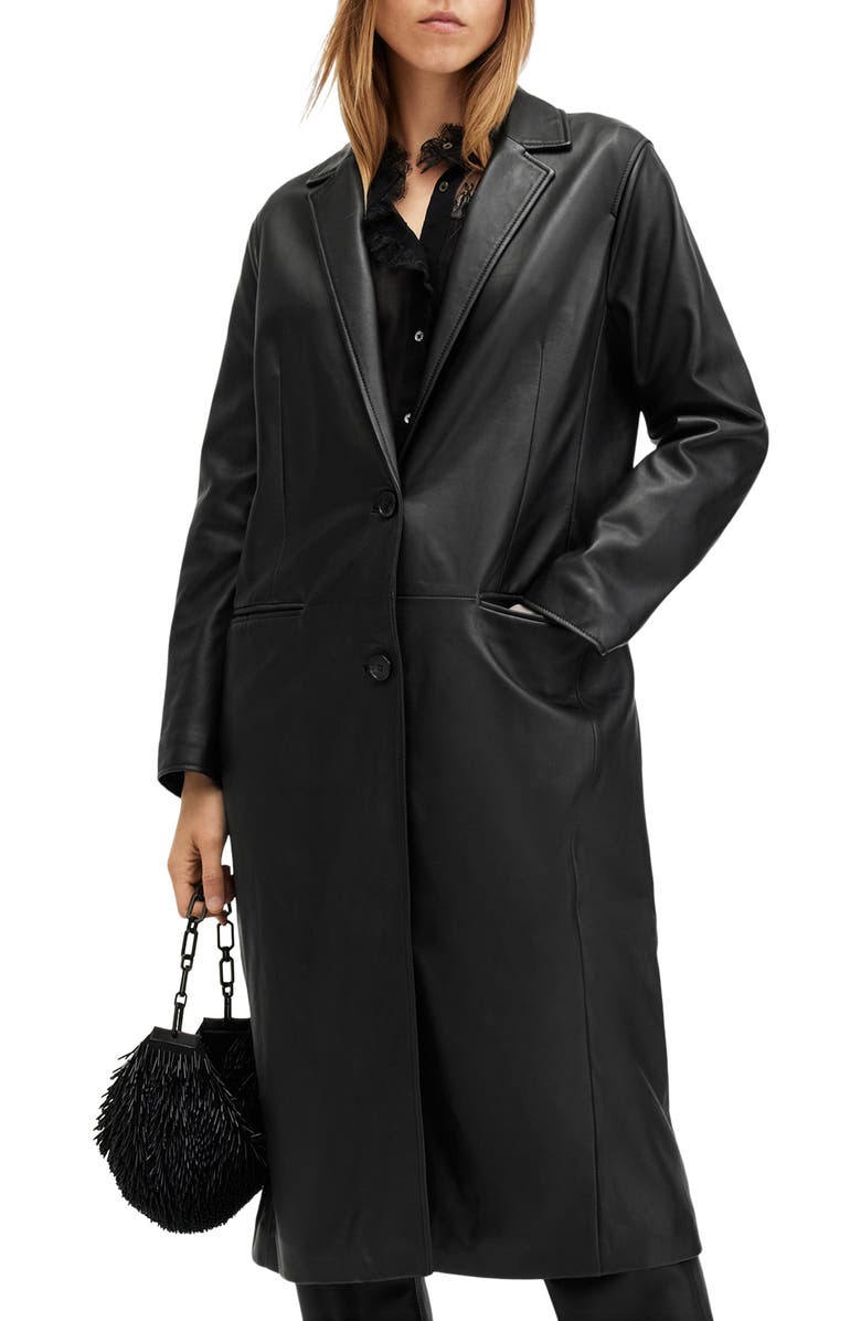 AllSaints Aire Leather Coat, Alternate, color, 