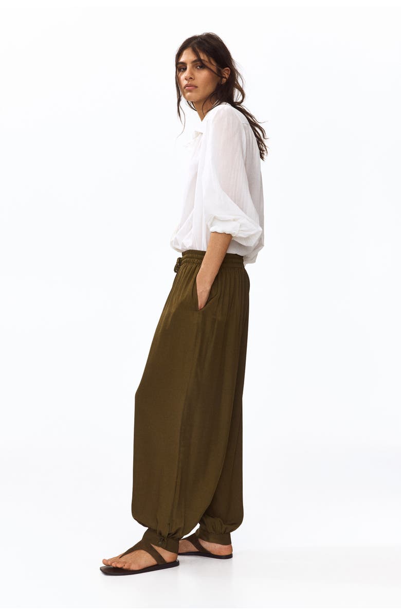 H&M Balloon Drawstring Trousers, Alternate, color, Dark Khaki Green
