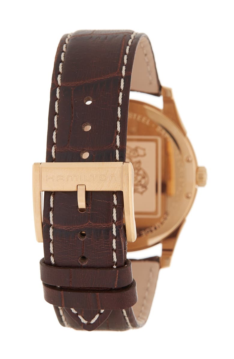 Hamilton Jazzmaster Thinline Leather Strap Watch, 42mm, Alternate, color,