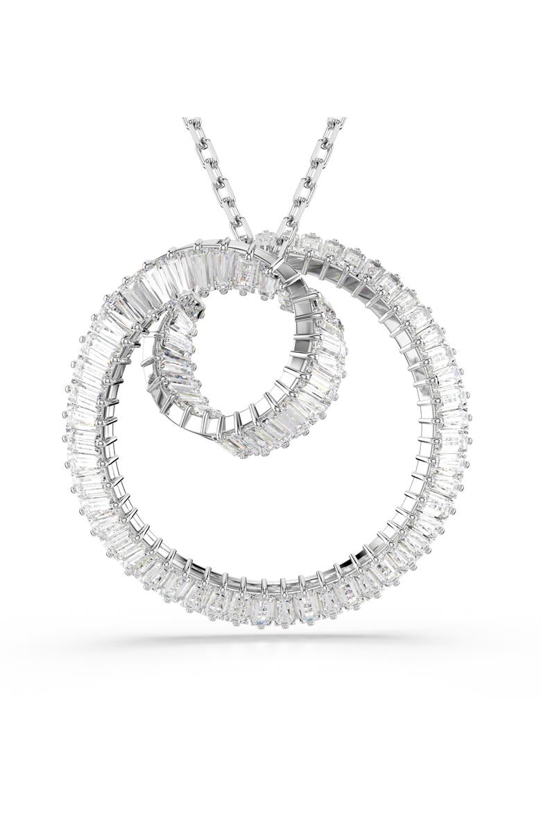 Swarovski Matrix Pendant Necklace, Main, color, White/ Silver