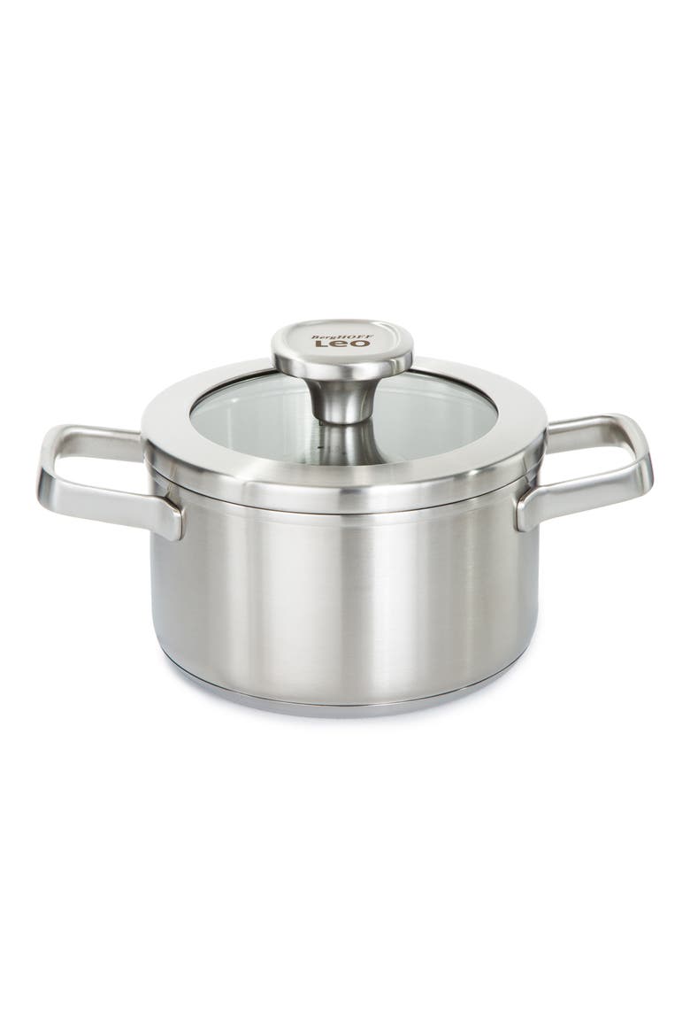 Leo Graphite 1.7-Quart Covered Stockpot, Main, color, GREY