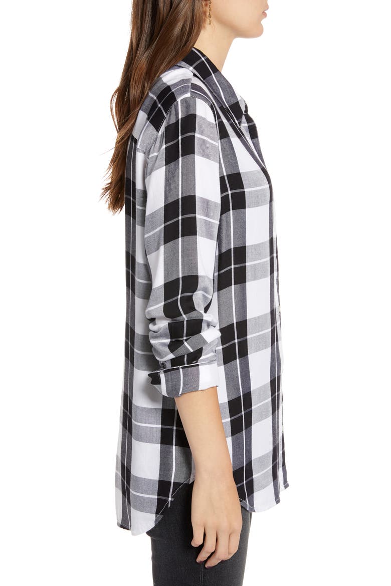 Classic Plaid Shirt, Alternate, color, WHITE BLACK BIG CHECK