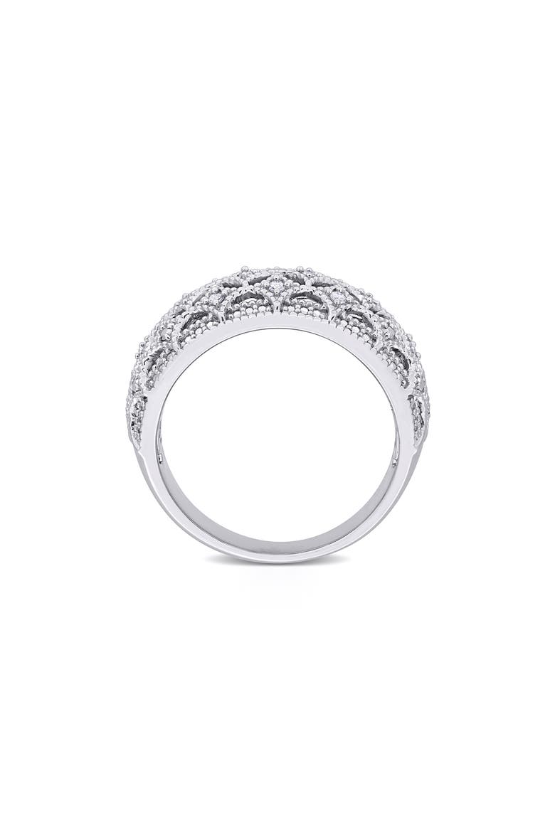Sterling Silver Diamond Wide Band Ring - 0.096ct, Alternate, color, SILVER