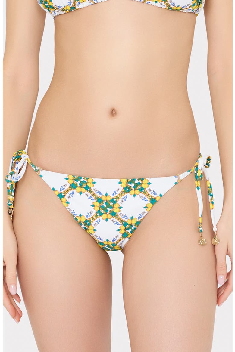 Lemon Tile Bikini Bottoms, Main, color, WHITE MULTI