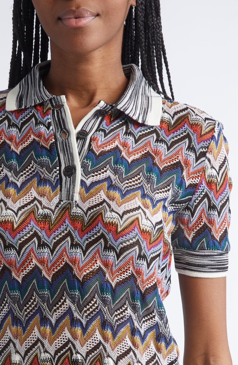 Missoni Knit Metallic Lace Polo, Alternate, color, Blue Multi