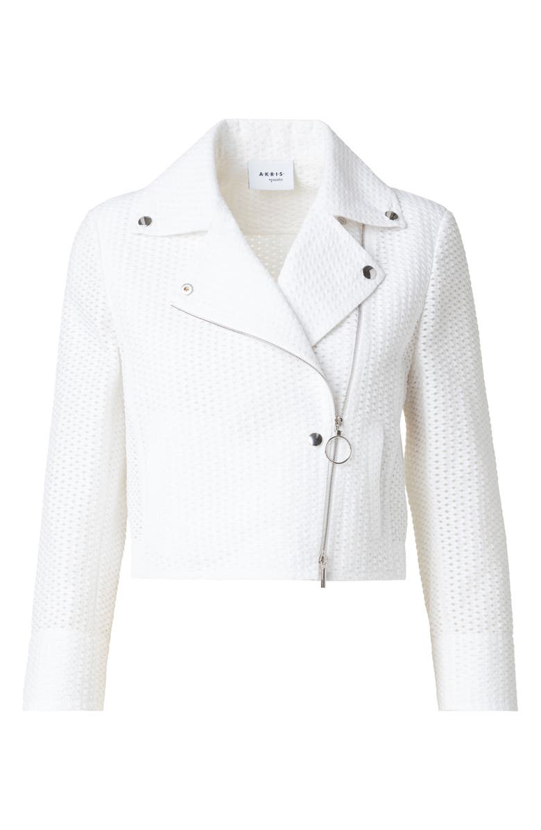 Akris punto Cotton Blend Mesh Moto Jacket, Alternate, color, 