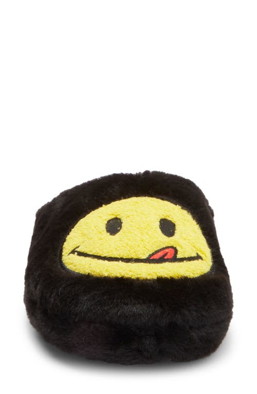 Joe Boxer Plush Mr Lucky Faux Fur Slipper In Black