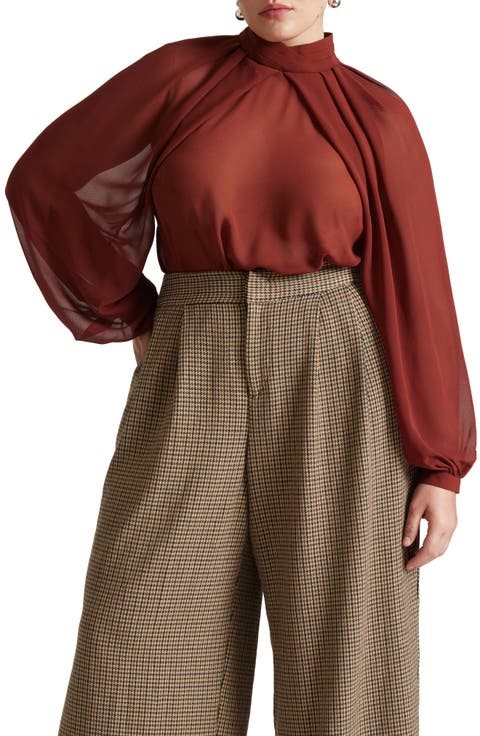 Draped Sleeve Chiffon Top