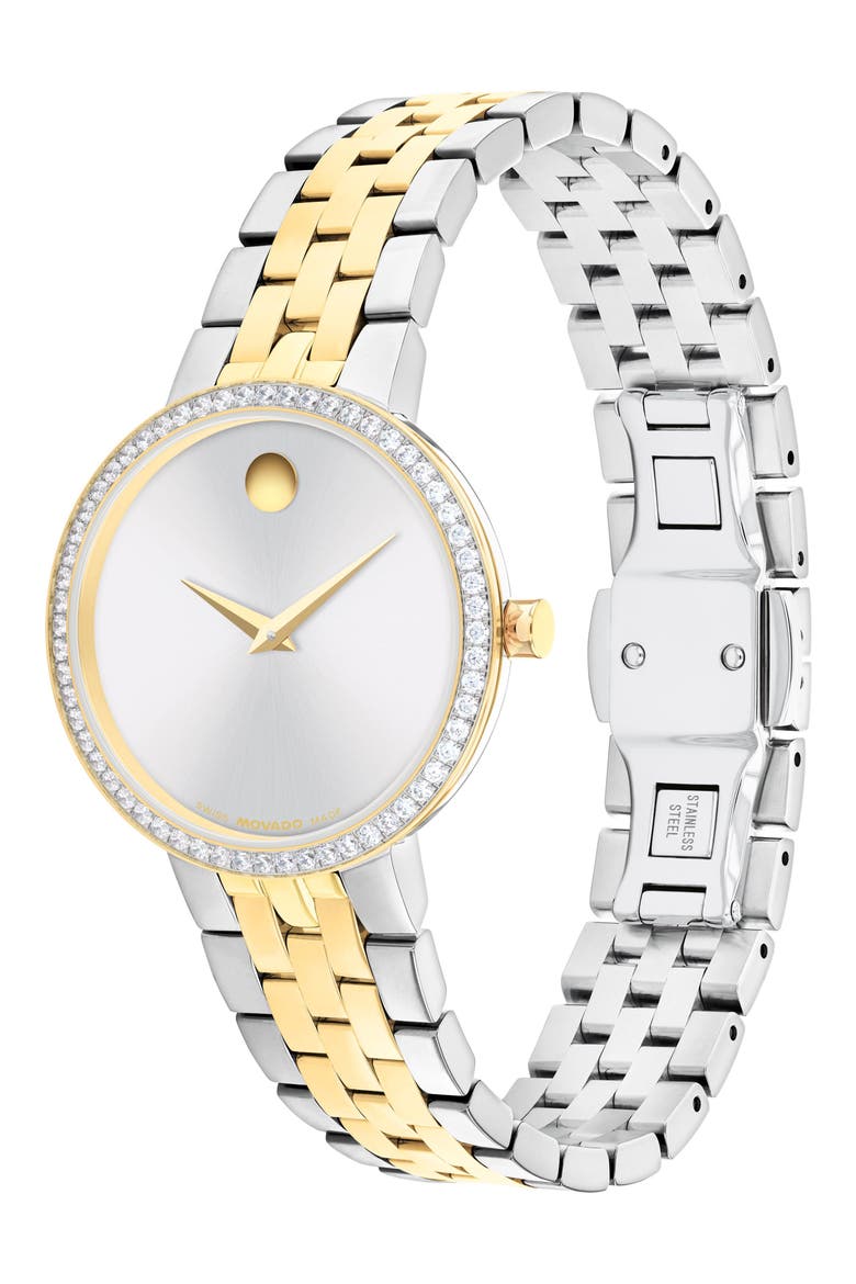 Museum Classic Lab Grown Diamond Bracelet Watch, 29.5mm, Alternate, color, IVORY/ TWO TONE