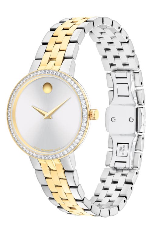 Movado Women's Museum Classic Lab Grown Diamond Swiss Quartz Light Yellow Pvd Watch, 29.5mm In Ivory/two Tone