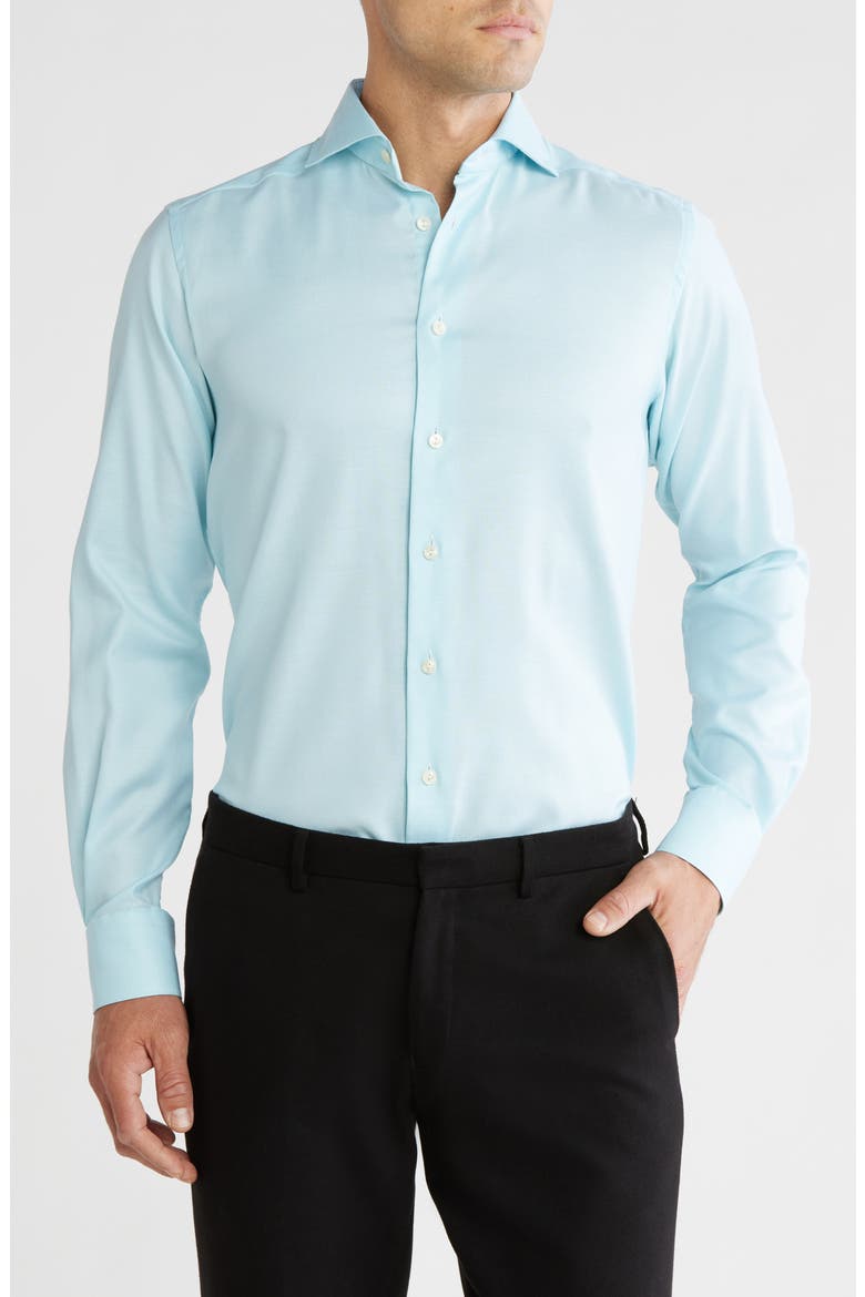 Contemporary Fit Cotton & Lyocell Blend Dress Shirt, Main, color, LIGHT BLUE
