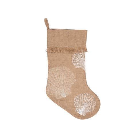 Shells Beige Hanging Christmas Stocking 20"