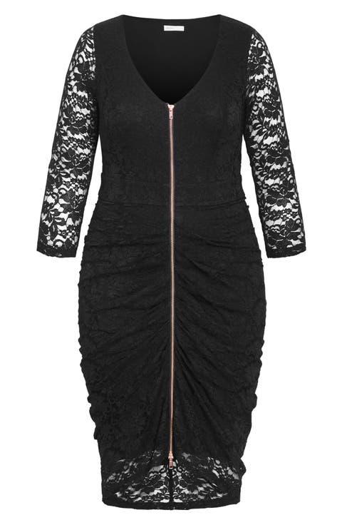 Lacey Zip Ruched Midi Dress