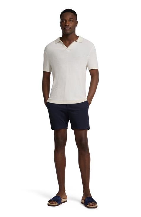 Textured Cotton Johnny Collar Polo