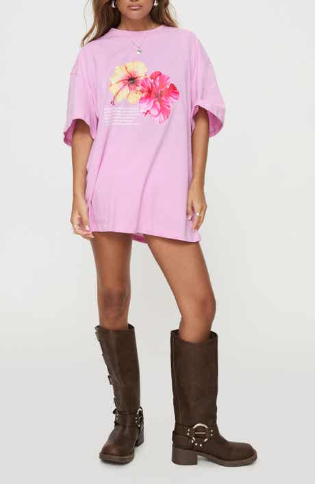 Princess Polly Hibiscus Haven Oversize Organic Cotton Graphic T-Shirt