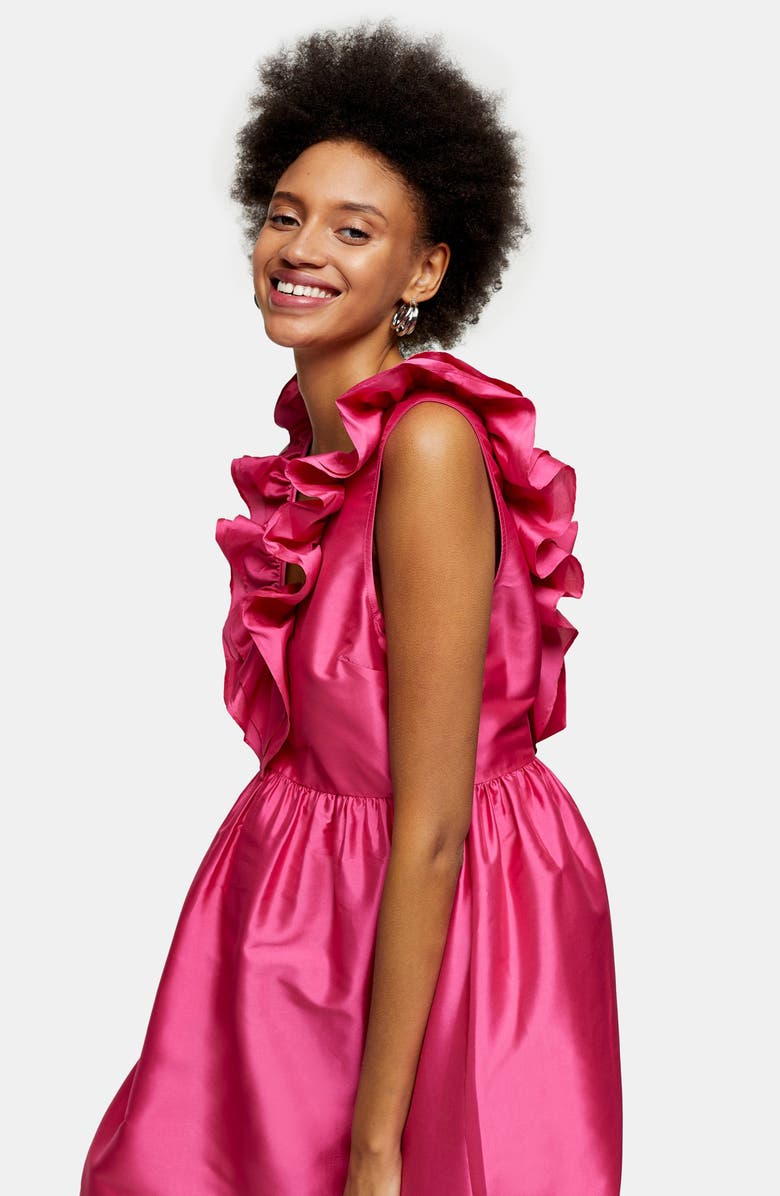 Topshop Taffeta A-Line Dress, Alternate, color,
