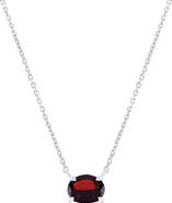 SIMONA Sterling Silver Oval Semiprecious Stone Pendant Necklace
